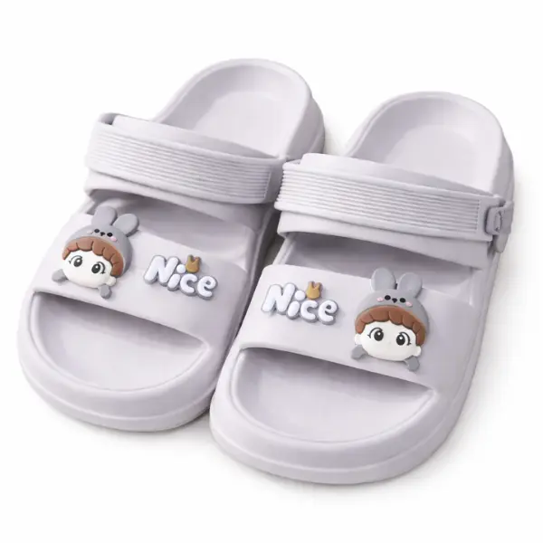 Stylish Kids Slide Sandals – Light Grey & Black | Comfortable & Durable Stylish Kids Slide Sandals in Lahore